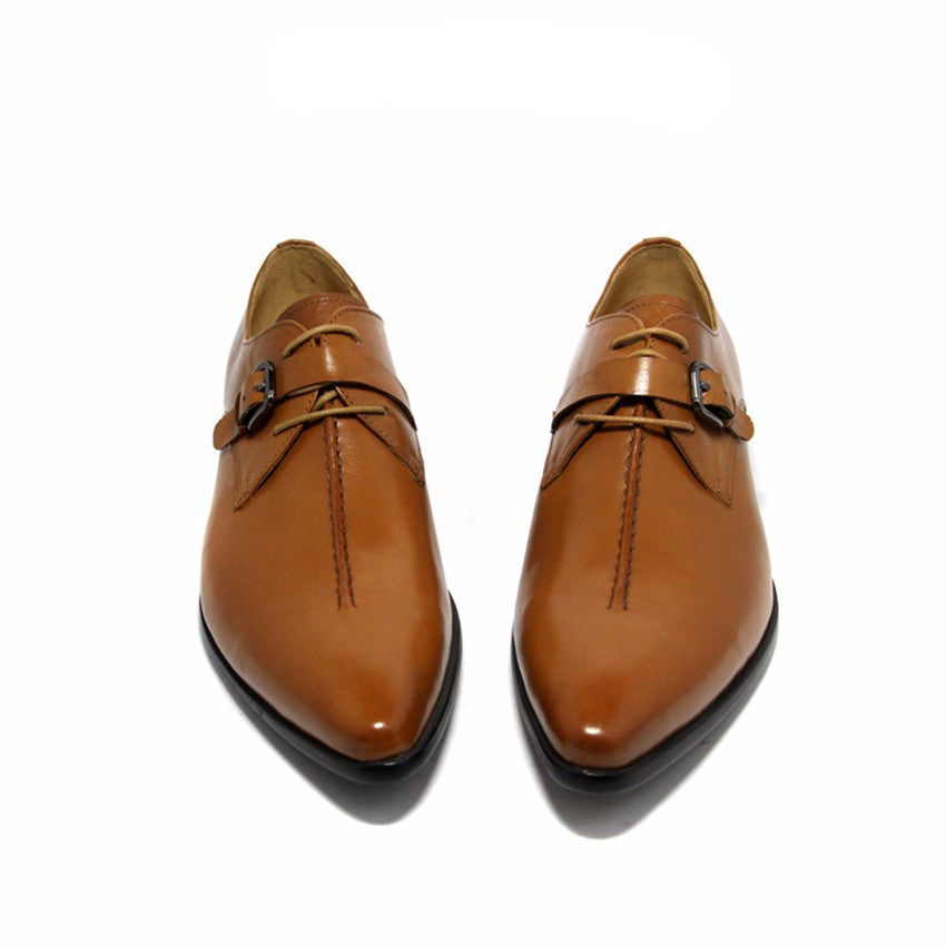 Men Monk Strap Shoes with Long Pointed Toe - FanFreakz