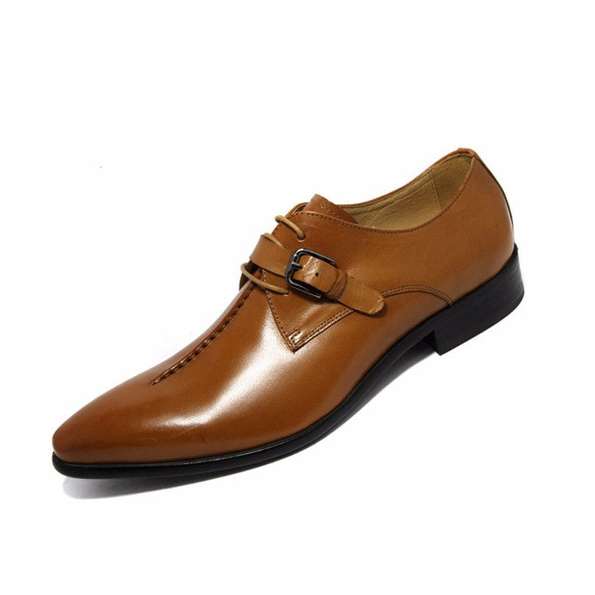 Men Monk Strap Shoes with Long Pointed Toe - FanFreakz