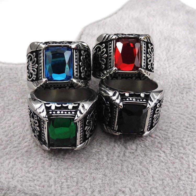 Big Square Vintage Style Crystal Stone Men Ring - FanFreakz