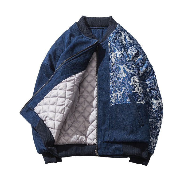 Japanese Retro Stitching Chinese Pattern Embroidery Men Hooded Jacket - FanFreakz