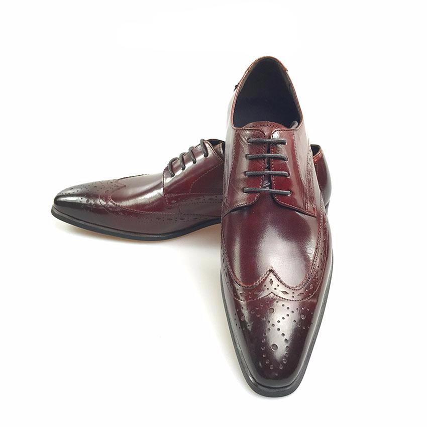 Luxury Style Perforated Wingtip Men Derby Shoes - FanFreakz