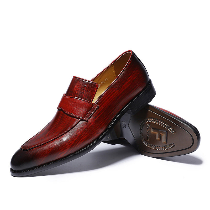 Hand-Painted Style Red Men Loafers Shoes - FanFreakz