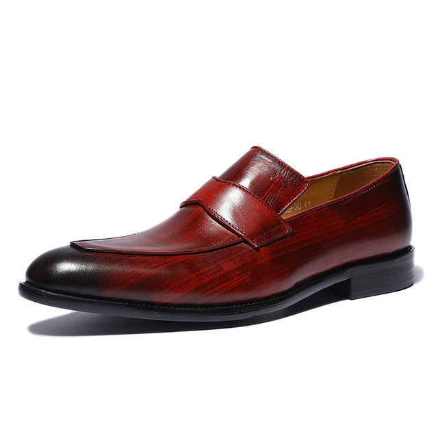 Hand-Painted Style Red Men Loafers Shoes - FanFreakz