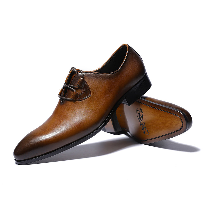 Gradient Pointed Toe Cross Tied Men Dress Shoes - FanFreakz