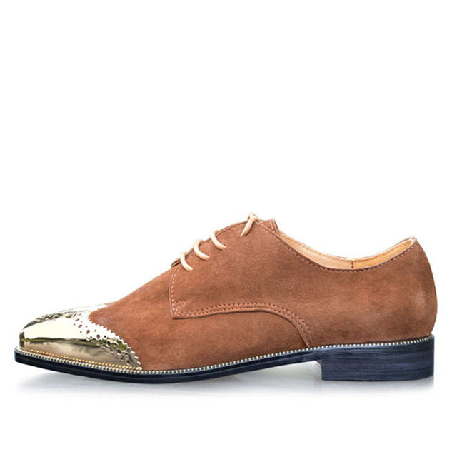 Perforated Gold Toe Men Formal Derby Shoes - FanFreakz