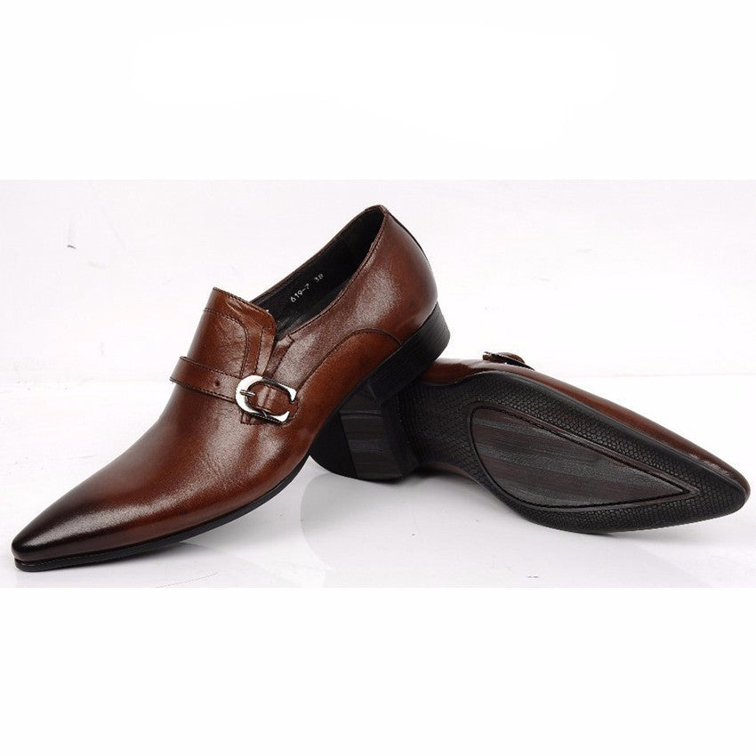 Elegant Vintage Style Men Loafers Shoes with Leather Strap and Buckle - FanFreakz