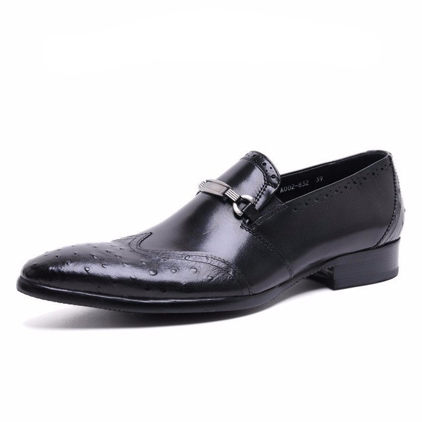 Unique Style Men Loafers Shoes, Ostritch Toe With Patch Work and Buckle - FanFreakz