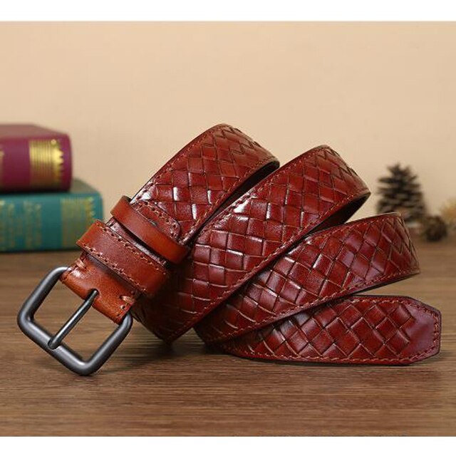 Pin Buckle Braided Leather Belt