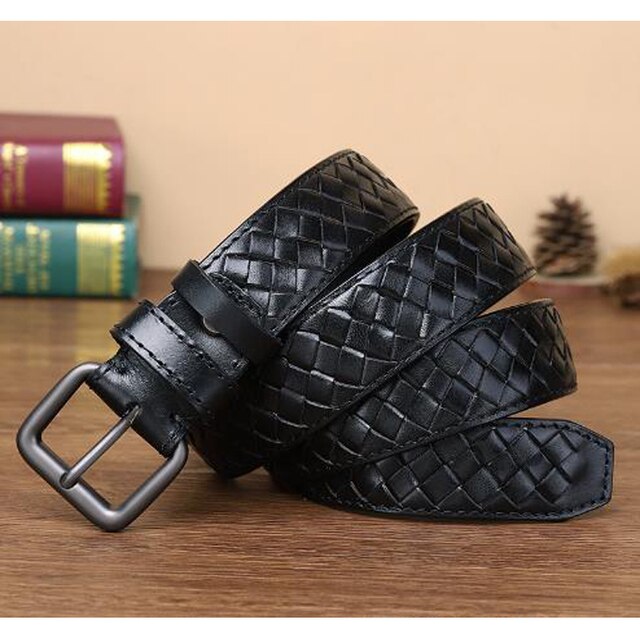 Pin Buckle Braided Leather Belt