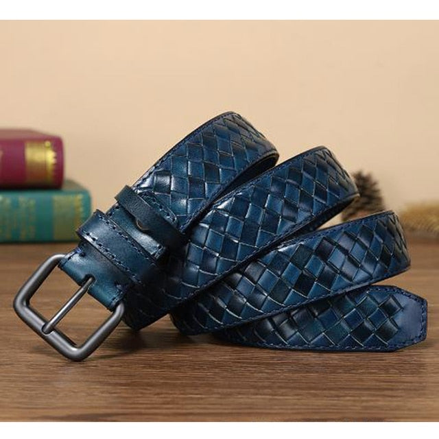 Pin Buckle Braided Leather Belt