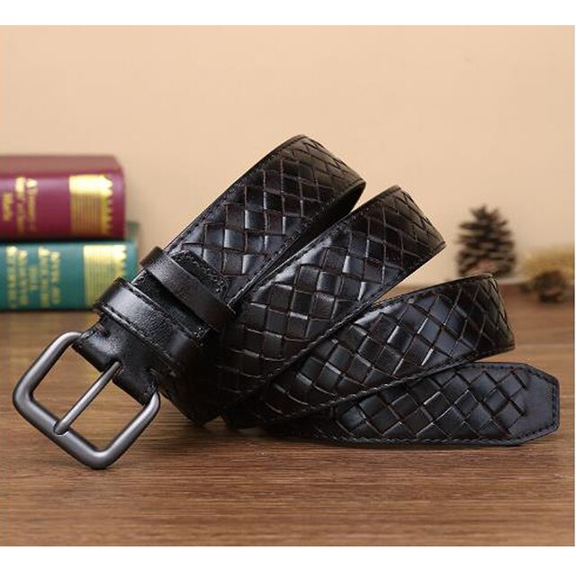 Pin Buckle Braided Leather Belt