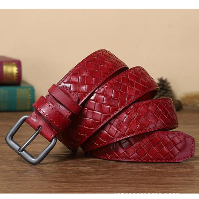 Pin Buckle Braided Leather Belt