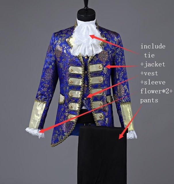 Floral Embossed Pattern British Royal Navy Style Men Suit Set - FanFreakz