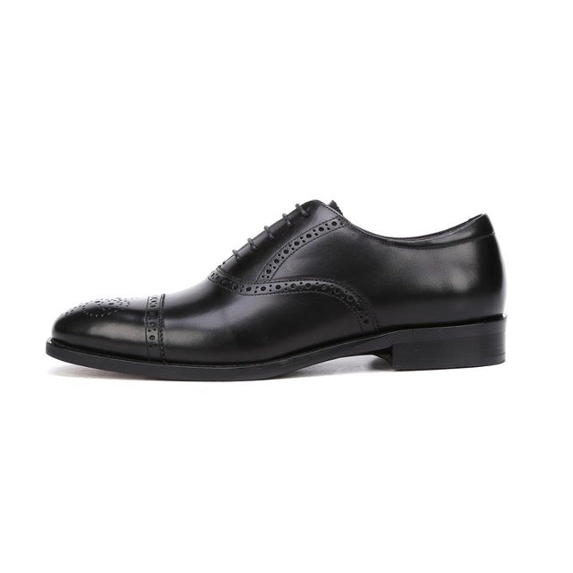 Perforated Details Men Classic Style Leather Oxford Shoe - FanFreakz
