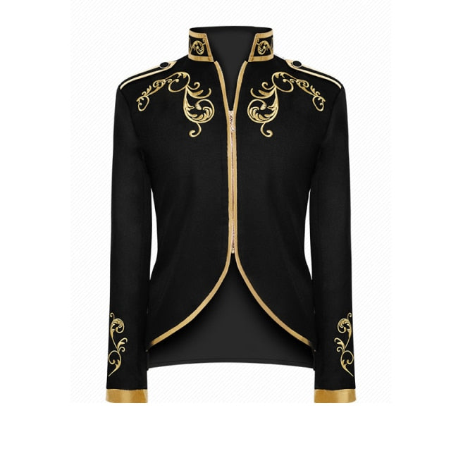 Lujoso Blazer De Poliéster Bordado Dorado Estilo Victoriano