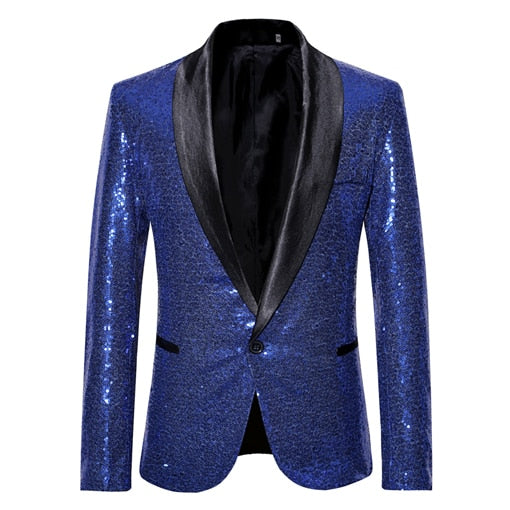 One Button Shawl Lapel Cotton Polyester Party Blazer