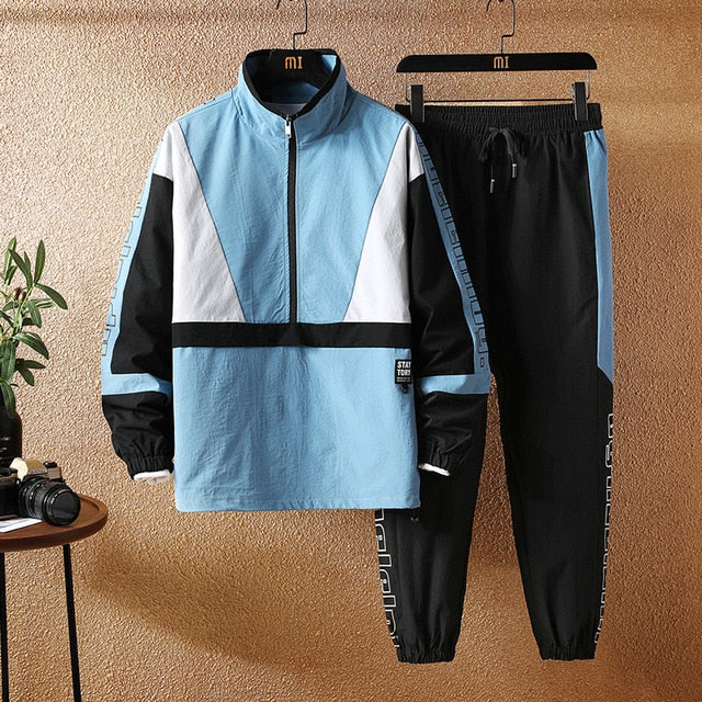 Mandarin Collar Sporty Set Jacket and Pant