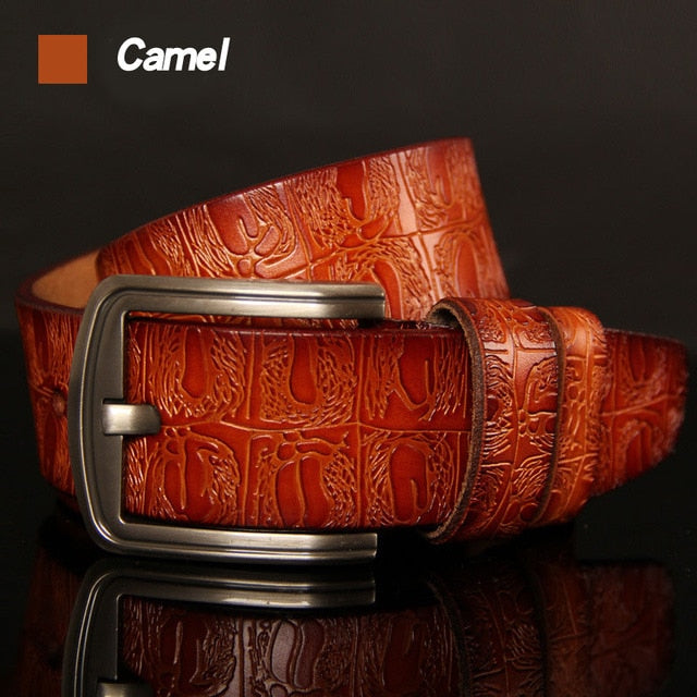 Vintage Patterned Leather Belt