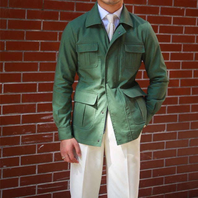 Quad Pockets Decorated Italian Hunting Jacket – FanFreakz