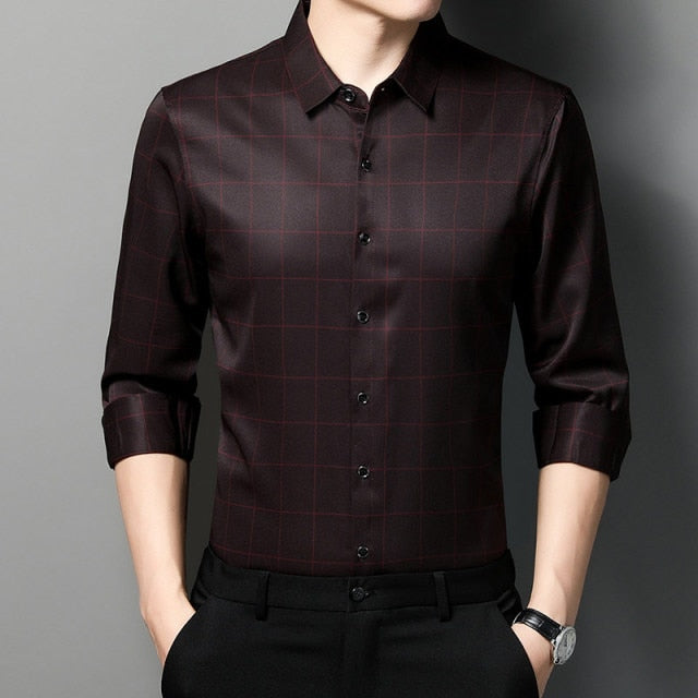 Checkered Lines Printed Pattern Long Sleeve Shirt