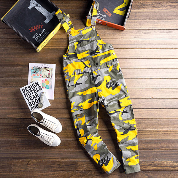 Bright Casual Camouflage Multi Pockets Men Overall Pants - FanFreakz