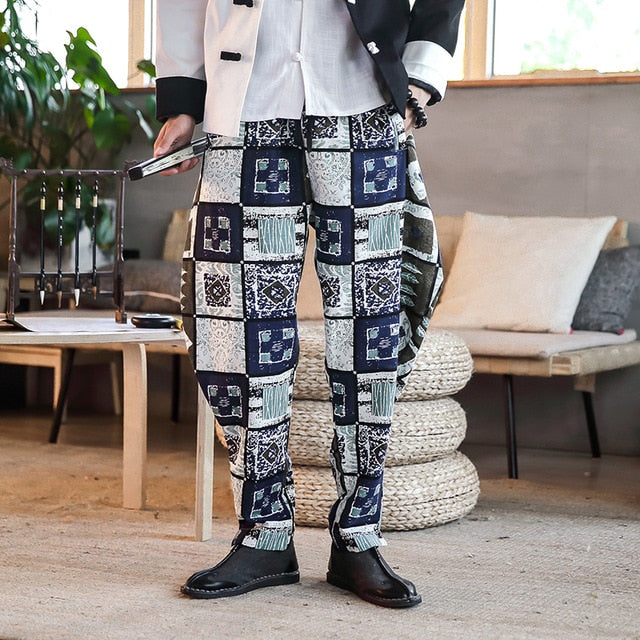 Casual Chinese Motif Print Streetwear Style Men Loose Pants - FanFreakz